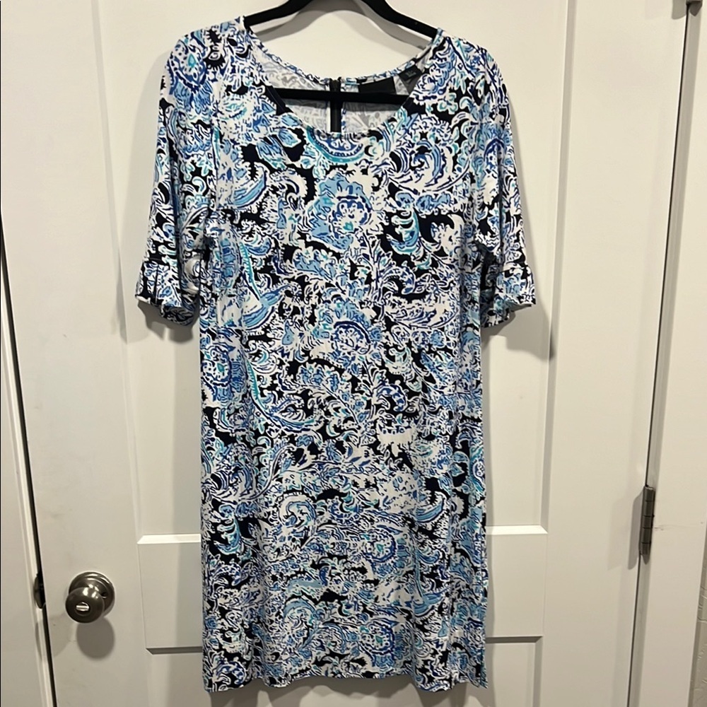 Cynthia Rowley Floral Blue and White Top